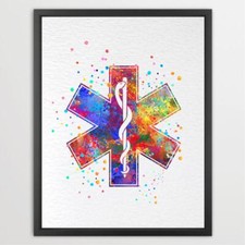 Dignovel Studios Rod of Asclepius Doctor Medical Science Watercolor Art Print