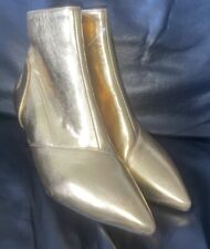 LADIES SIZE UK 4.5 GOLD METALLIC KITTEN HEEL ANKLE BOOTS UNBRANDED NEVER WORN