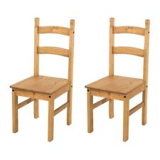 Pair of Dining Chairs Solid Pine Waxed Wooden Dining Room Furniture Farmhouse