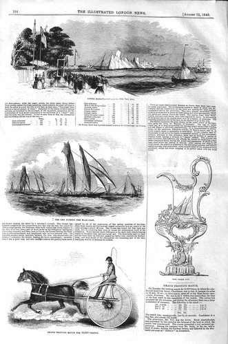 Old antique print 1843 cowes - antique,