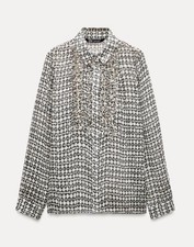 zara embroidered Jabot Frill