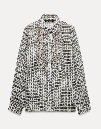 Zara embroidered jabot frill - zara,