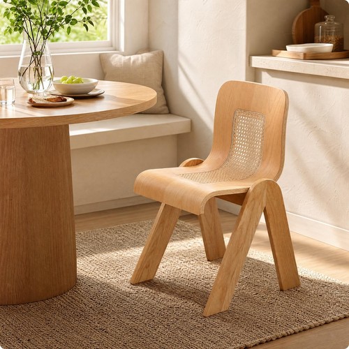 Wooden armchair with woven - armchair,