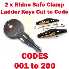 2 x Rhino Safe Clamp Ladder Keys Cut to Code 001-200 CUT BY LOCKSMITHS
