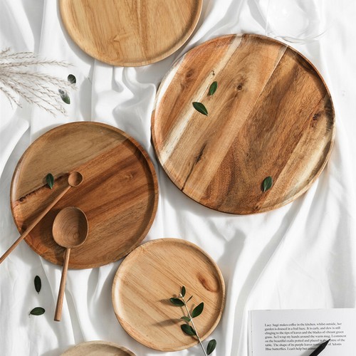 Wooden rubber round - round, tray