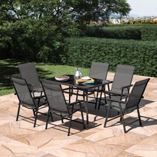 Bistro Set Black Glass Dining