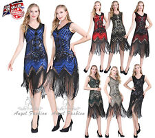 Gatsby Costume 1920's Cocktail Party Sequin Fringe Flapper V- Neck Short Dress