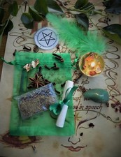 Wealth Spell Kit  Ritual Magic Money Witchcraft Wicca Pagan Handmade Candle