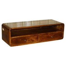 VINTAGE WALNUT WALL MOUNTED TELEVISION MEDIA UNIT WITH DRAWERS TV GAMING MONITOR