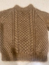 Hand knitted Cream childs aran jumper 100% acrylic 20 inch chest