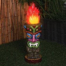 Flaming tiki statue solar - flaming,