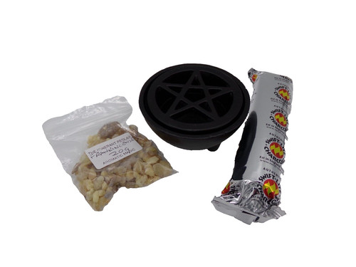 Cast iron pentagram incense - cast,