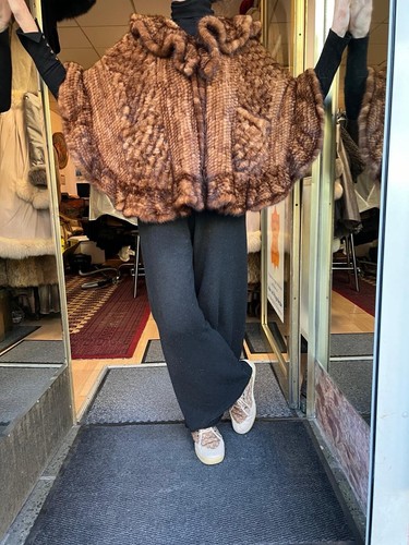 Mink knit bolero fur - cape, real
