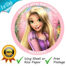 TANGLED RAPUNZEL DISNEY PRINCESS ROUND PERSONALISED PRINTED CAKE TOPPER