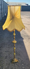 Vintage brass onyx effect floor stand lamp with shade