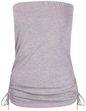 Women's Boobtube Top Ruched Side Tie-Up Drawstring Sleeveless  Detail Bandeau