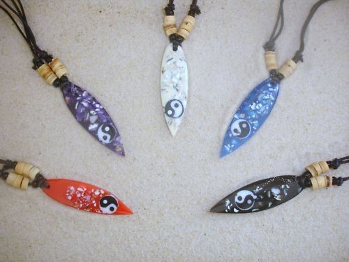 Yin yang surfboard necklaces - yin,