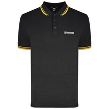 Lambretta Mens Black/Gold Casual Classic Twin Tipped MOD SKA Polo Shirt