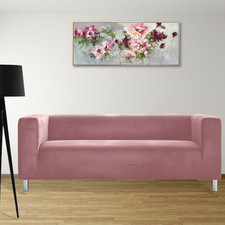 Two Seater Ikea KLIPPAN Sofa Slipcover Replacement Cover Plush Pink Velvet