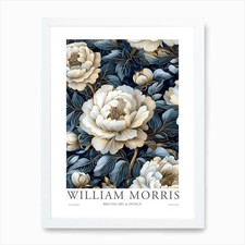 William Morris Prints Blue Flowers  Framed Wall Art Poster Canvas Print Picture