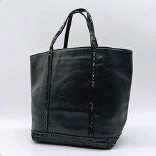 Vanessabruno Leather Tote Bag Black Sequin Authentic Women's Handbag
