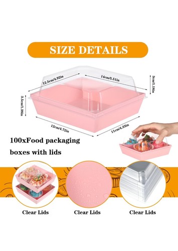 100 pink cake dessert boxes - pink,