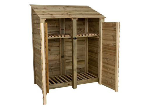 Wooden log store with - log, door
