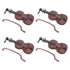 4Pcs Tiny Violin Collection Antique Miniature Violin Miniature Toy Violin