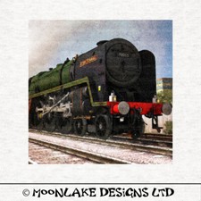 Train BR Class 7 Steam Loco Fabric Craft Panels in 100% Cotton or Polyester