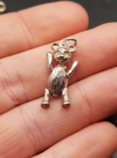 Vintage 925 Sterling Silver Articulated Teddy Bear Pendant Charm. 