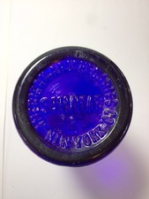 Nice Old Embossed AMERICAN APOTHECARIES CO NEW YORK Cobalt Blue Poison Bottle