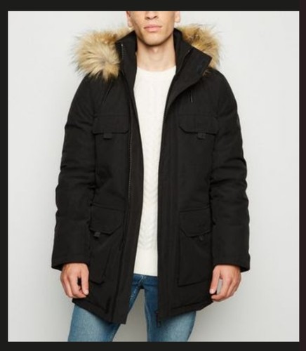 Black hooded faux fur - faux,