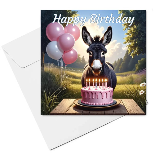 Donkey birthday card 15cm x - birthday,