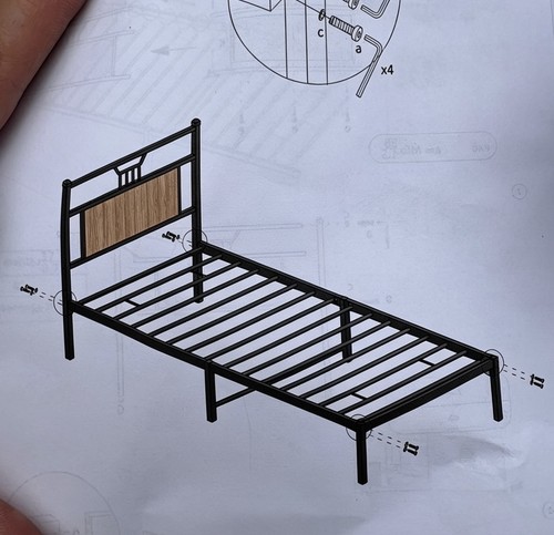 Black metal single bed with - metal,