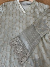 Pakistani Designer Suit Kameez and Trouser Chiffon Half Price Size Large