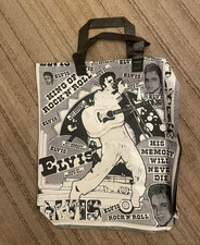 Genuine Vintage 70's Elvis Presley Black & White Plastic Tote Bag Unused 