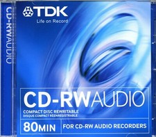 TDK CD-RW80 / CD-RWXG80JCA Audio Music 80 Min CD RW RE-WRITABLE Blank Disc - NEW