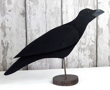 Naive Primitive Wooden Crow Decoy on Stand Folk Art Rustic Hand Made Shooting #B
