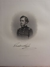 1863 ORIGINAL AMERICAN CIVIL WAR PRINT & BIOG MAJOR THEODORE WINTHROP