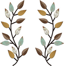 2 Pieces Metal Tree Leaf Wall
