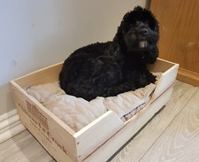 Reclaimed wooden wine box PET BED for small Cockapoo dogs & cats