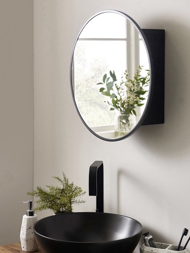 Next black round mirror - round,