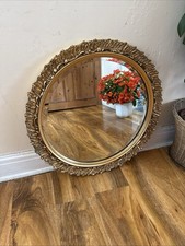 Vintage Wall Mirror Rococo Gold Gilt Framed Bevelled Edge Round Mirror 19.5”