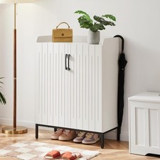 Merciconia Modern Shoe Cabinet White Wooden 2 Door 5 Tier MD-ST-01-EU Boxed