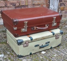 2 large vintage suitcases in