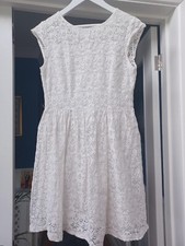 Beautiful Italian Lined Ivory Lace Dress, 100% cotton, UK size 10