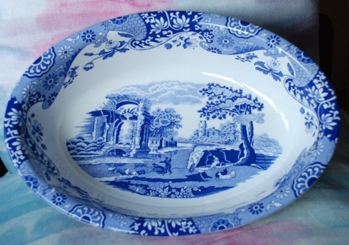Spode blue italian oval rimmed - italian,
