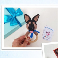 Crochet Pattern copy Alsatian dog German Shepherd  baby rattle #162