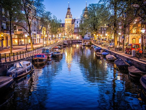 Amsterdam canals boats night - canals,