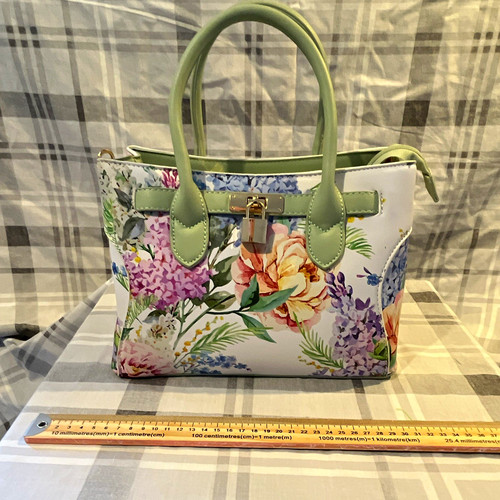 Floral faux leather satchel - faux,